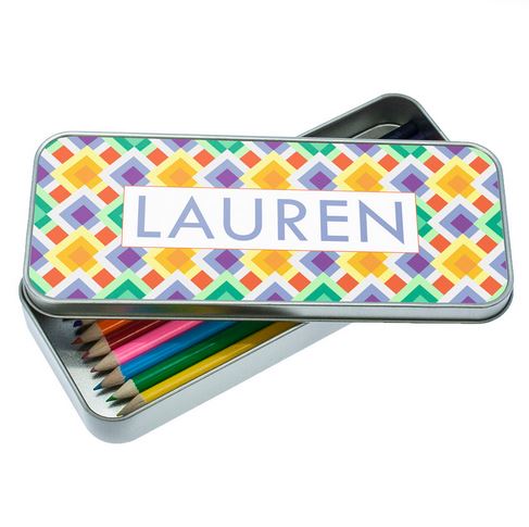 Personalized Pencil Cases - Funky Diamond Pattern Pencil Case 