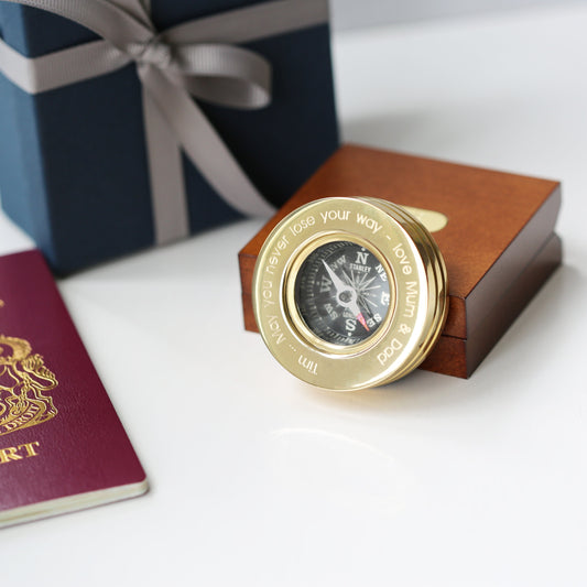 Personalized Compass With Handwriting Engraved Timber Box