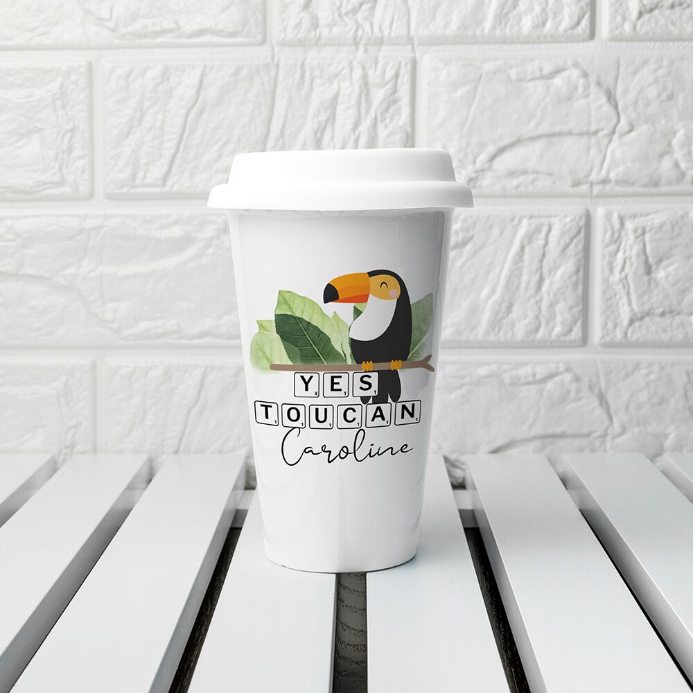 Personalized Mugs - Personalized Yes Toucan Eco Travel Mug 