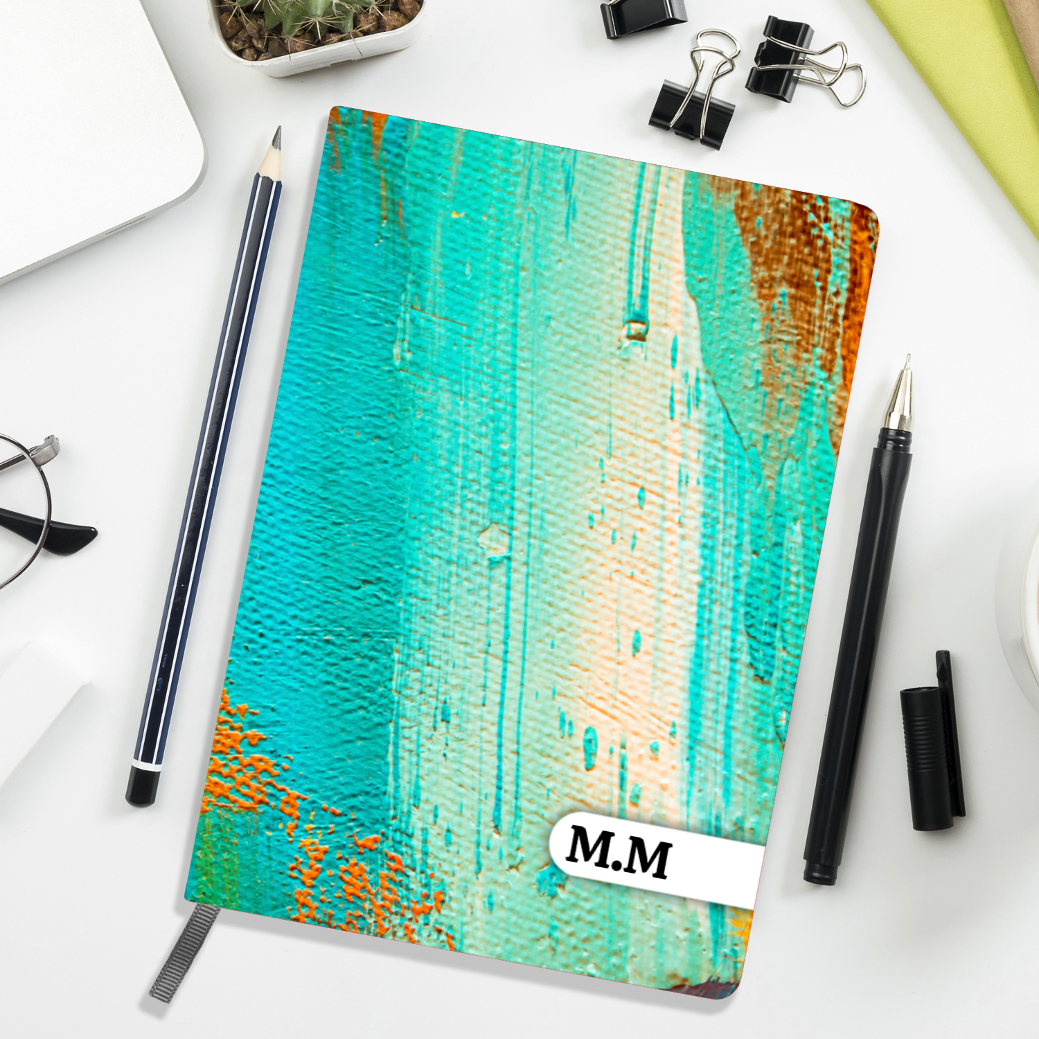 Personalized Notebook/Journals - Oil Painting Explosion - Personalized Monogram A5 Notebook 