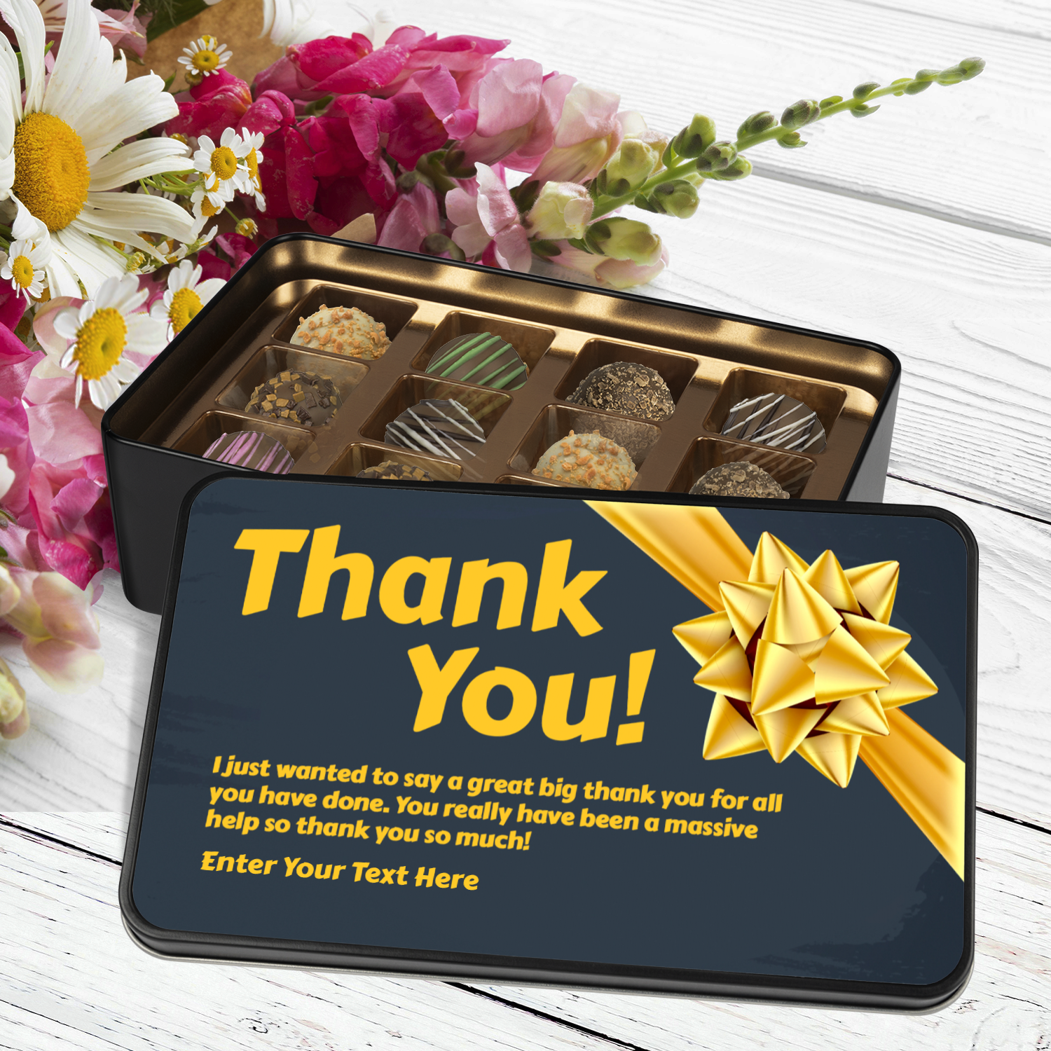 Personalized Chocolates - Thank You! - Custom Truffles Tin 