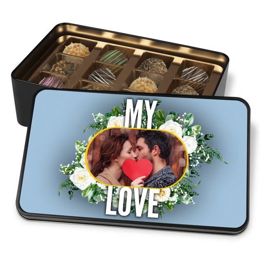 My Love - Tin Of Truffles With Photo Upload