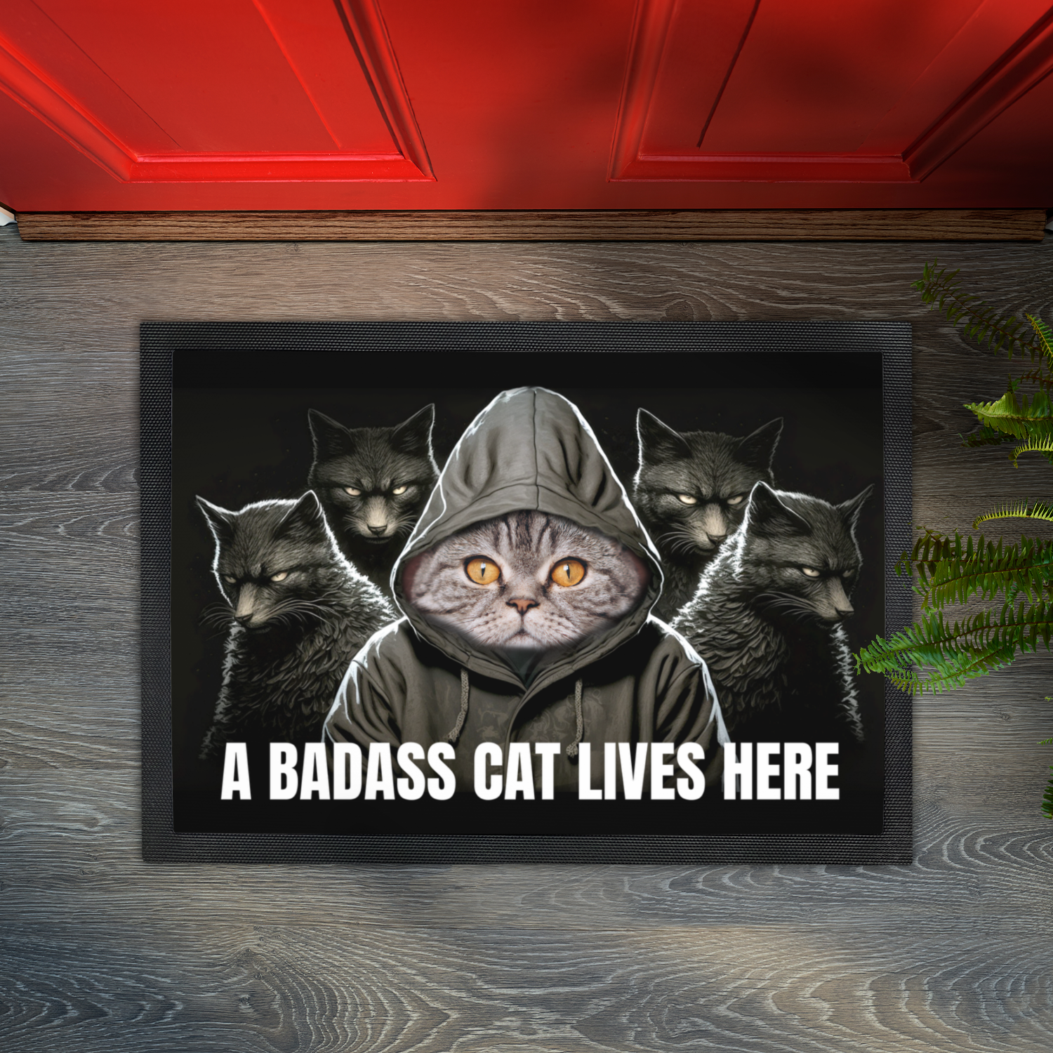 Personalized Doormat - Personalized Doormat - A Badass Cat Lives Here 