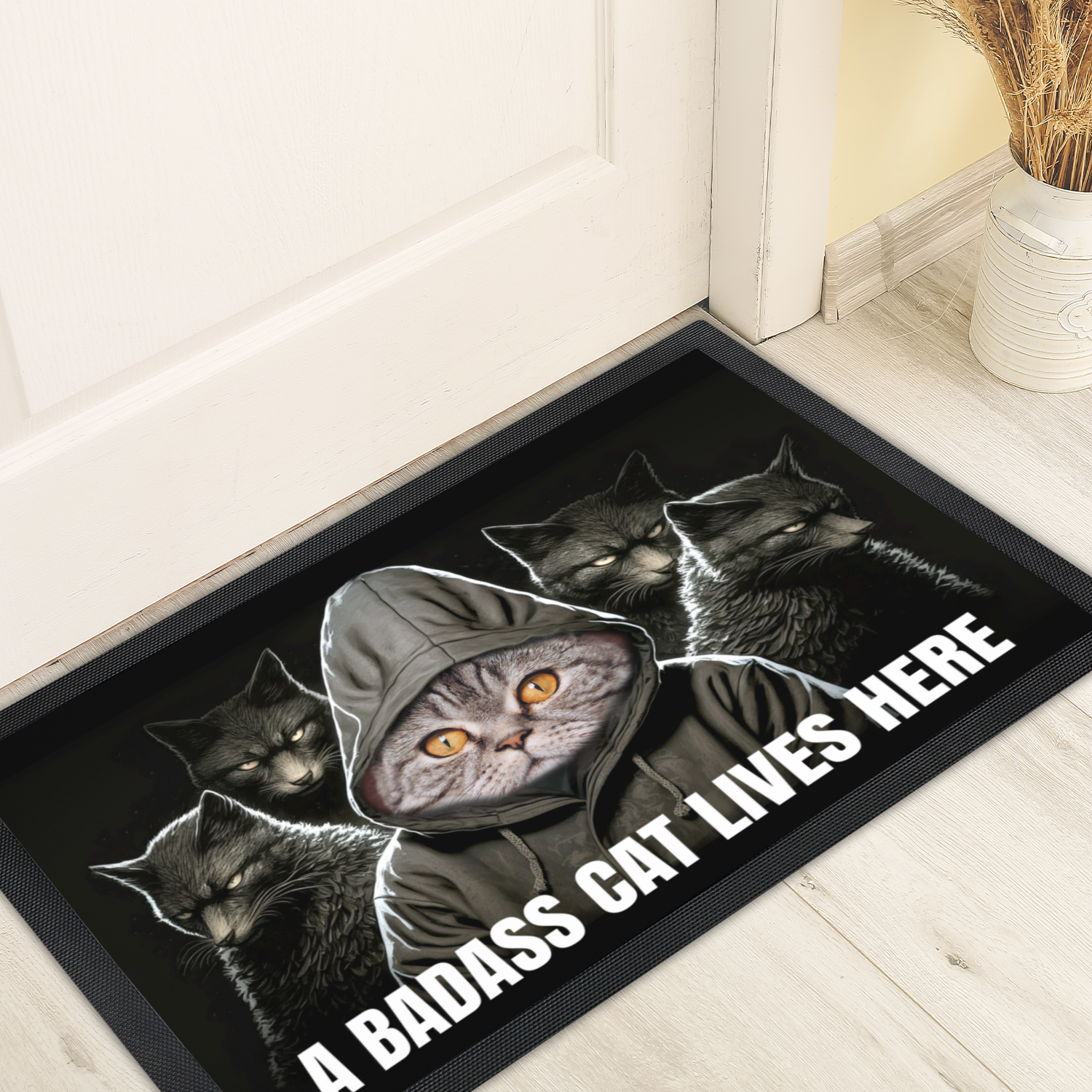 Personalized Doormat - A Badass Cat Lives Here - GiftsofaKind