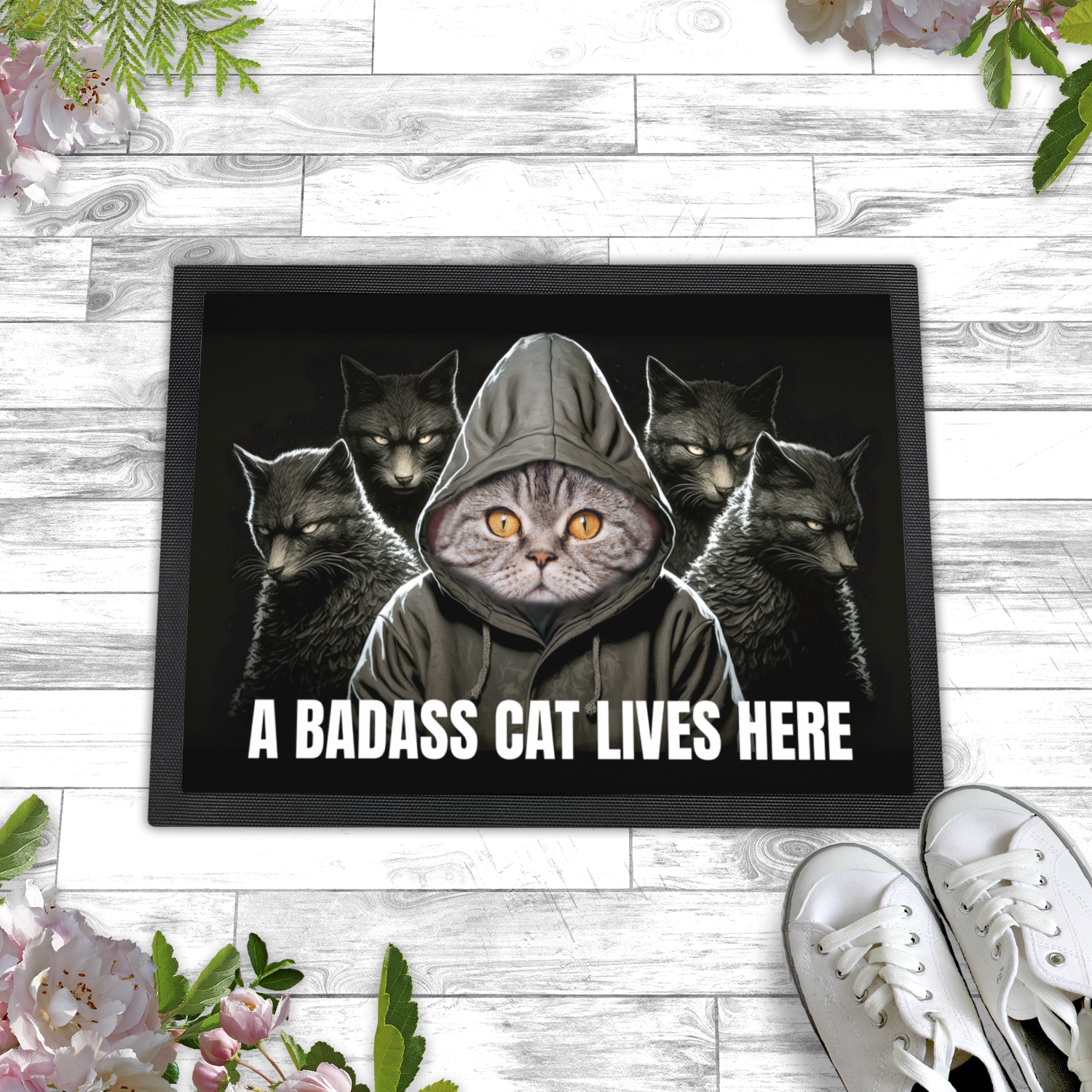 Personalized Doormat - Personalized Doormat - A Badass Cat Lives Here 