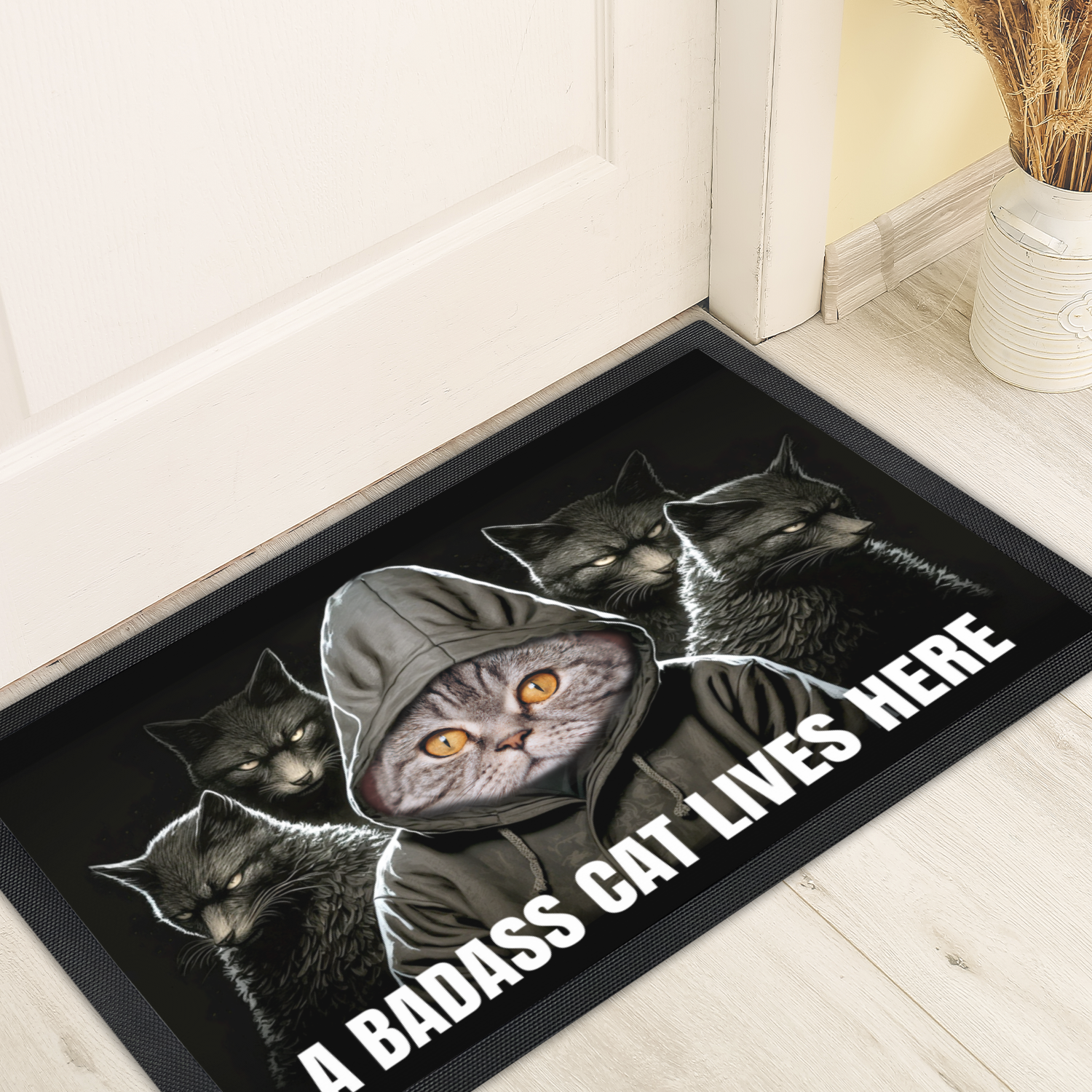 Personalized Doormat - Personalized Doormat - A Badass Cat Lives Here 