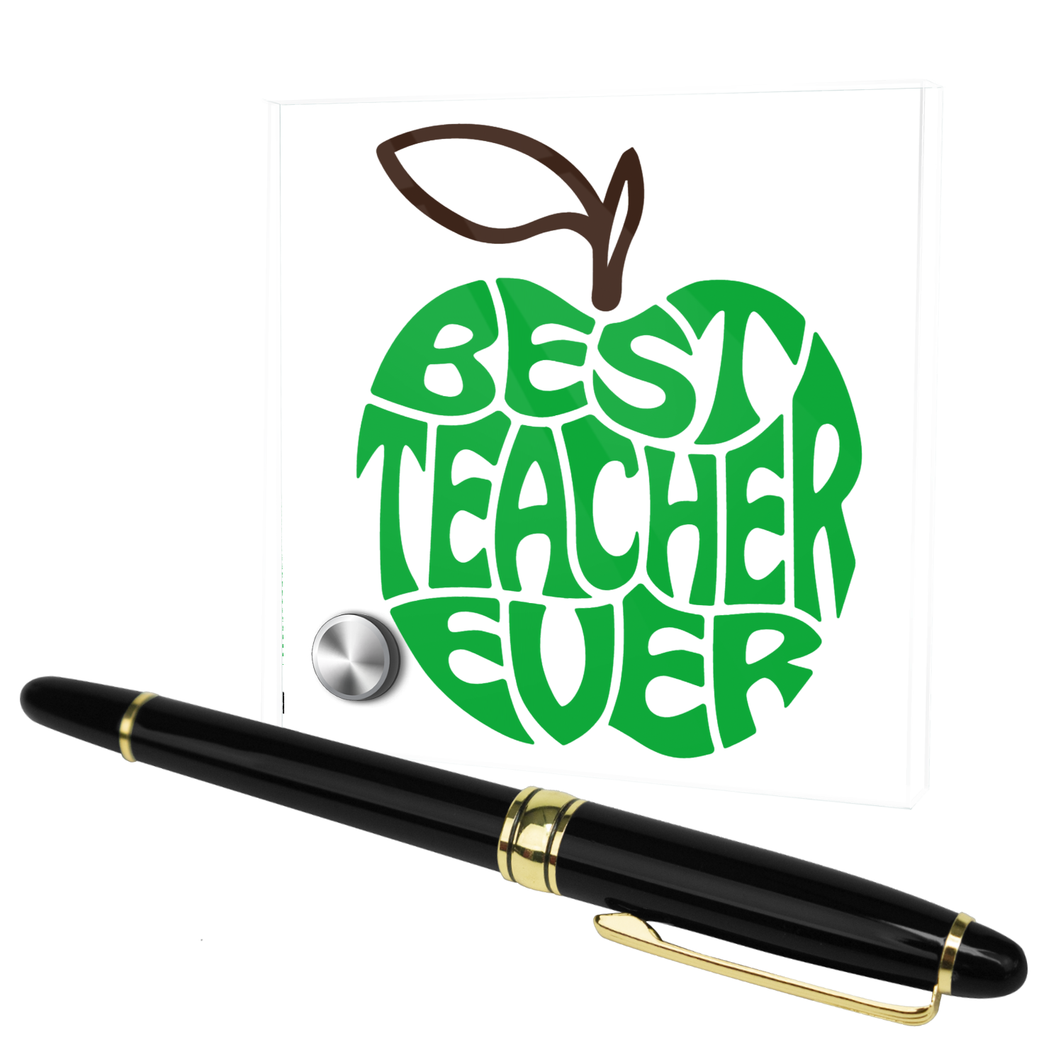 Personalized Ball Pens - Teacher Gift: Ball Pen On Lumen Glass Stand 