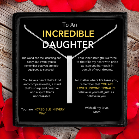 Vertical Stick Bar Necklace + Daughter Message Card