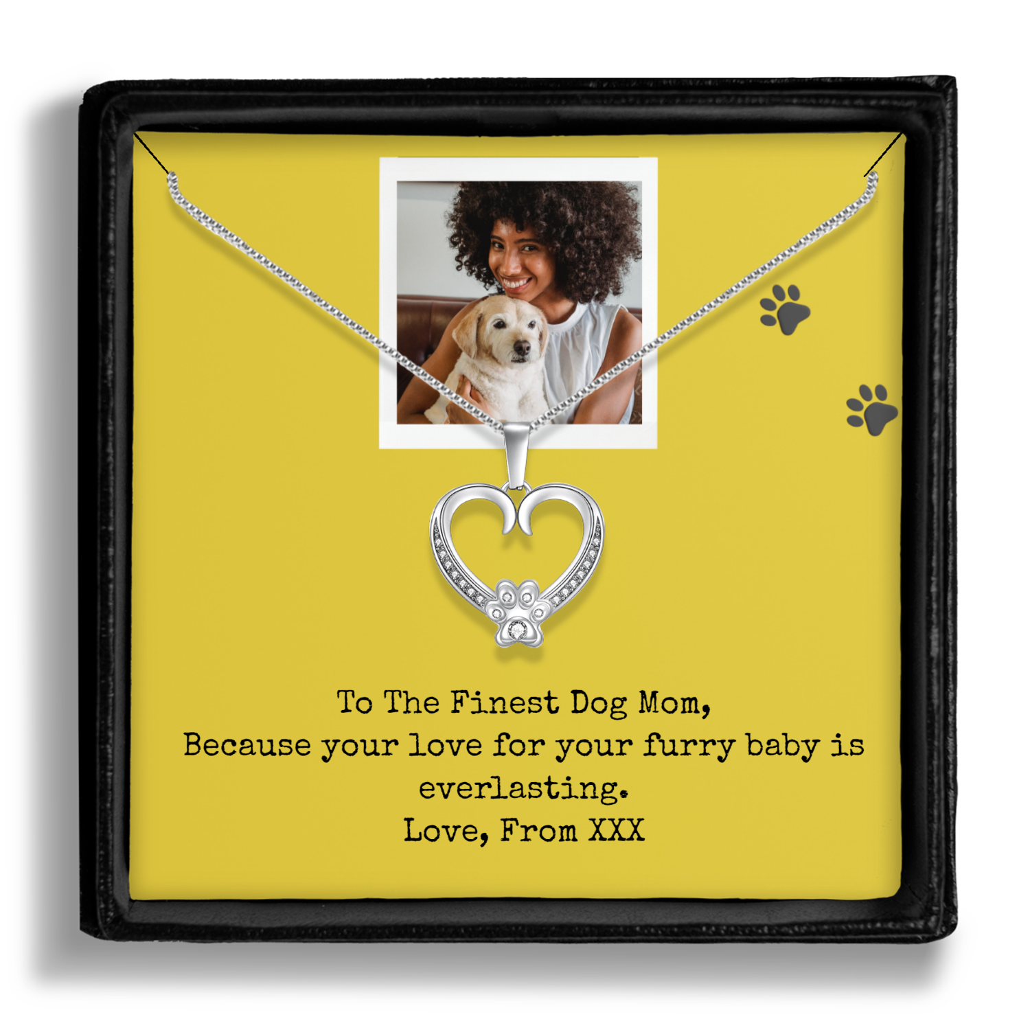 Personalized Necklaces + Message Cards - Paw Necklace + Personalized Card 