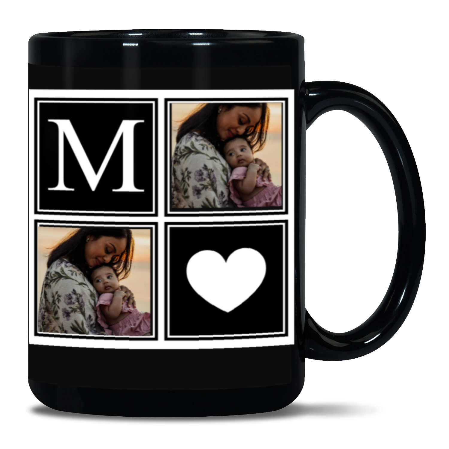 Personalized Mugs - Custom Photo Mom Mug In Glossy Black 