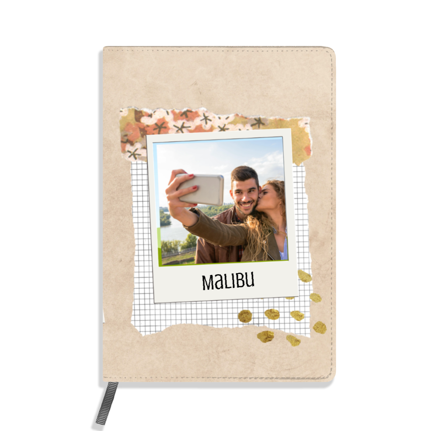 Personalized Notebook/Journals - Personalized 4-Photo Faux Leather Journal 