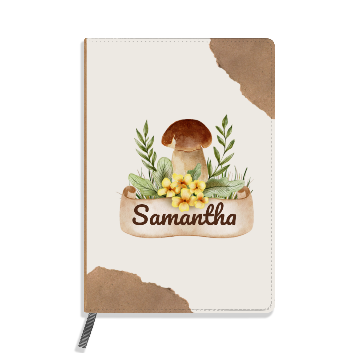 Personalized Notebook/Journals - Personalized Mushroom  Vegan Leather Journal 