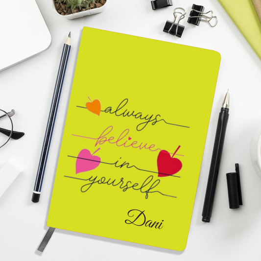Personalized Faux Leather Notebook - Believe In Yourself
