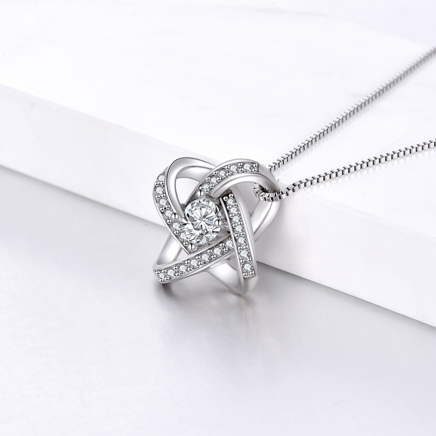 Personalized Necklaces + Message Cards - Love Knot Necklace With Personalized Photo Card 