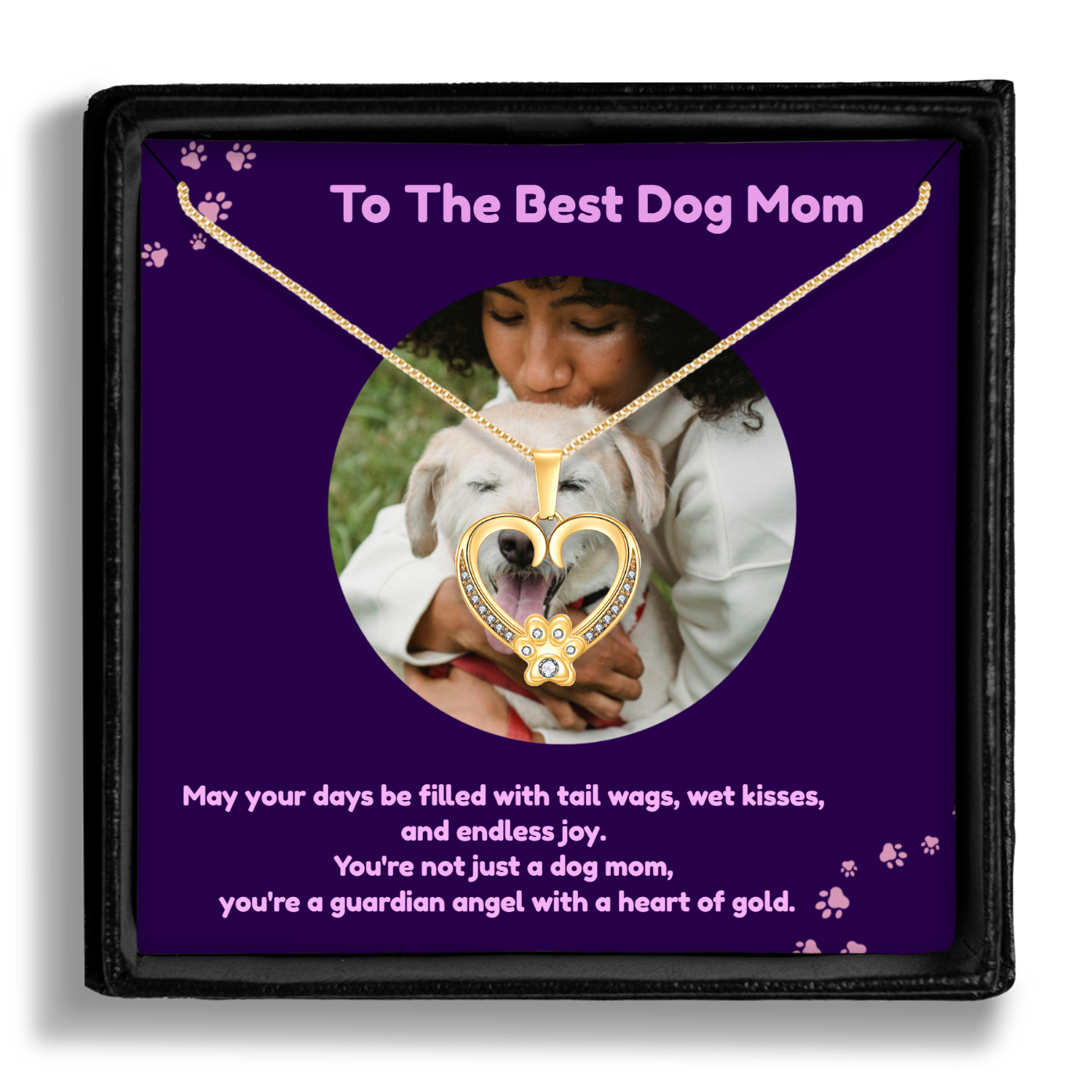 Personalized Necklaces + Message Cards - Paw Necklace + Personalized Photo Card 