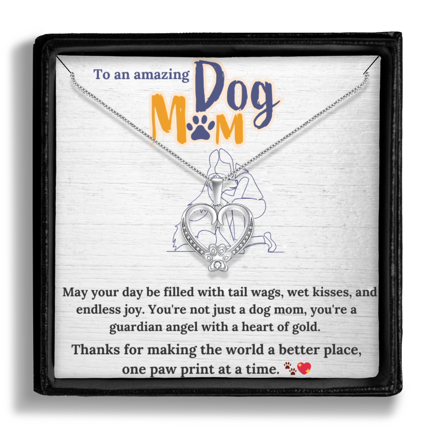 Personalized Necklaces + Message Cards - Paw Necklace With Card Insert 