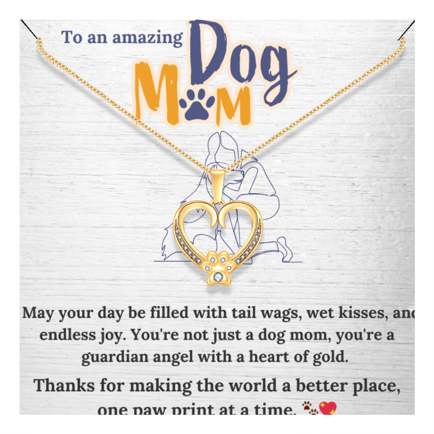 Personalized Necklaces + Message Cards - Paw Necklace With Card Insert 