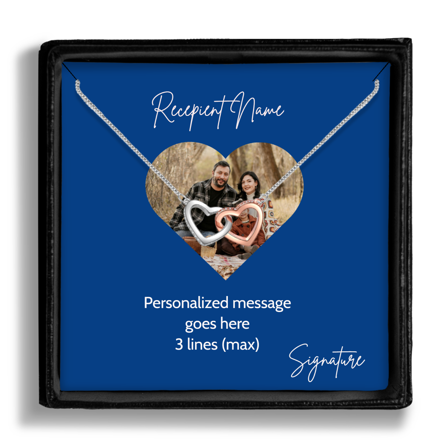 Personalized Necklaces + Message Cards - Jewelry With Personalized Heart Photo Message Card 