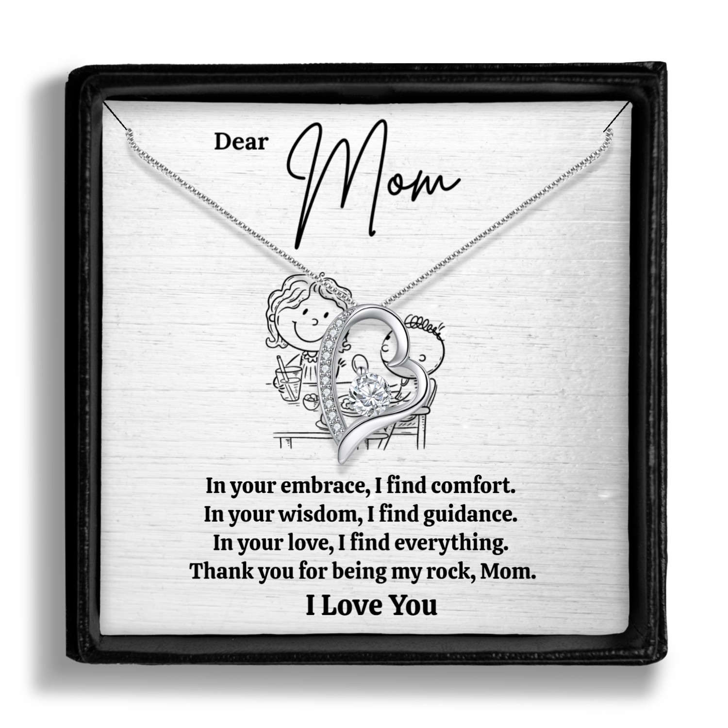 Personalized Necklaces + Message Cards - Mom Eternal Heart Necklace 