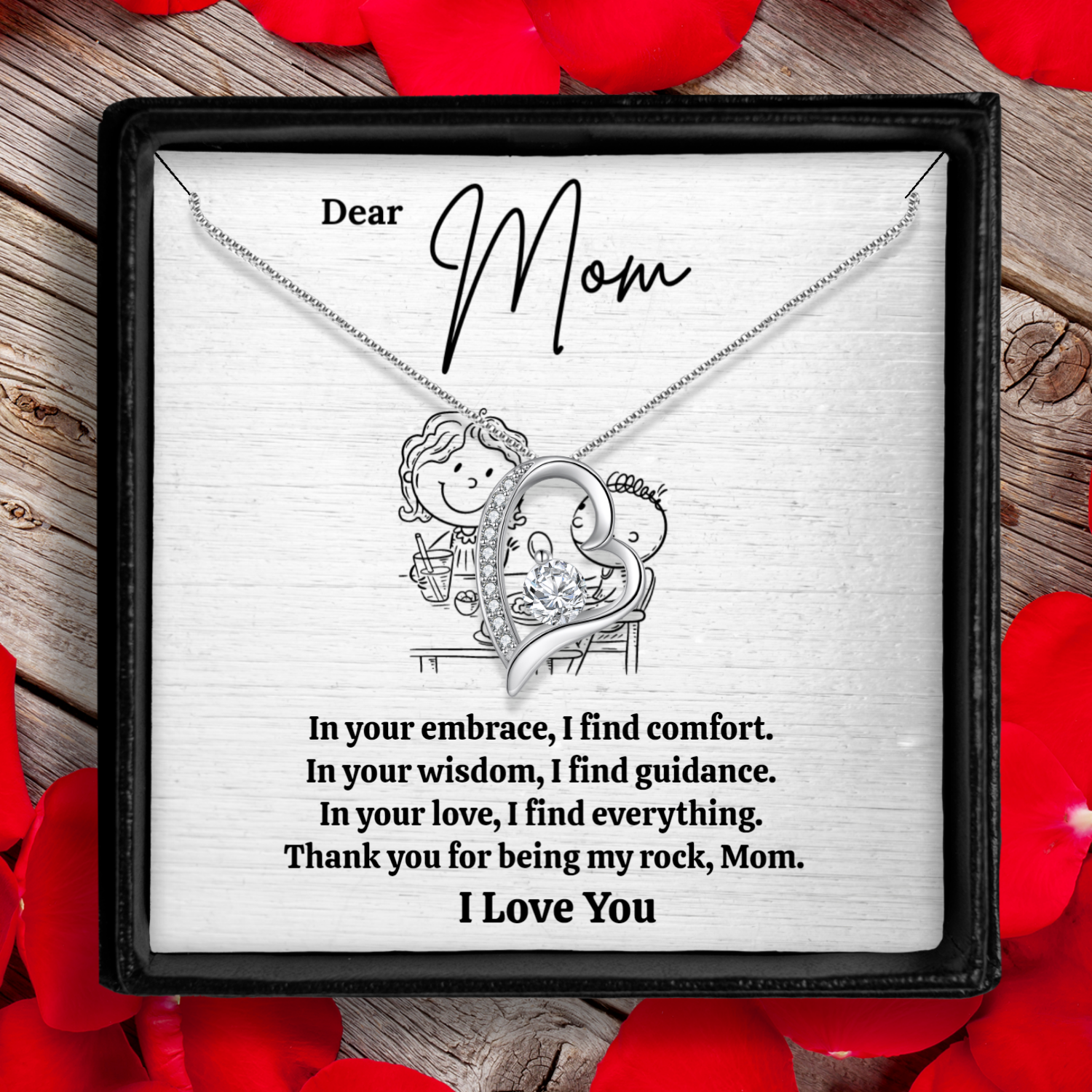 Personalized Necklaces + Message Cards - Mom Eternal Heart Necklace 