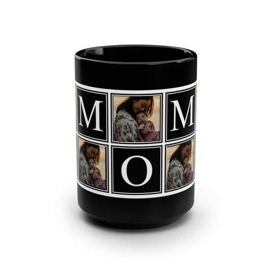 Custom Photo Mom Mug In Glossy Black