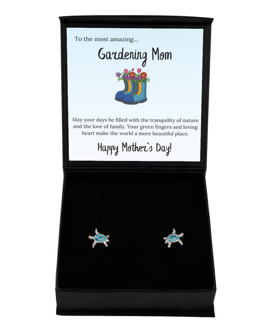 Opal Turtle Necklace + Gardening Mom Message Card