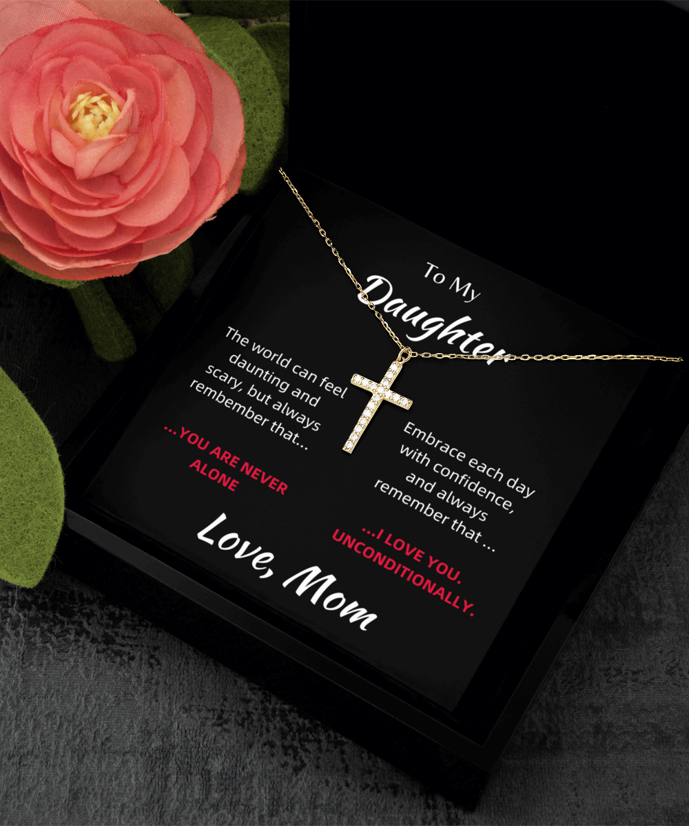 Personalized Necklaces - Crystal Gold Cross Necklace 