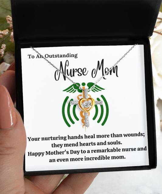 Zirconia Silver Cross Necklace + Nurse Mom Card
