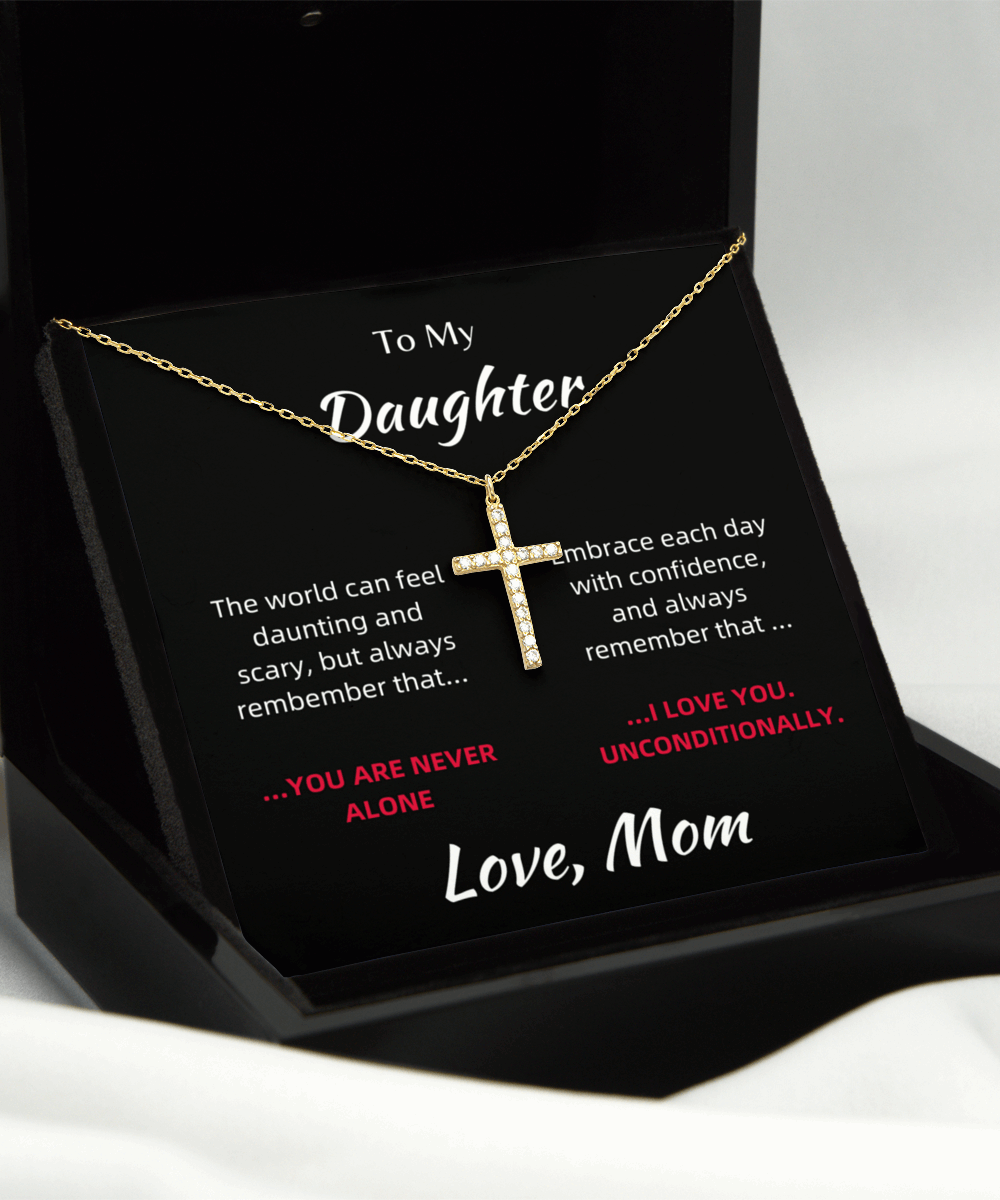 Personalized Necklaces - Crystal Gold Cross Necklace 