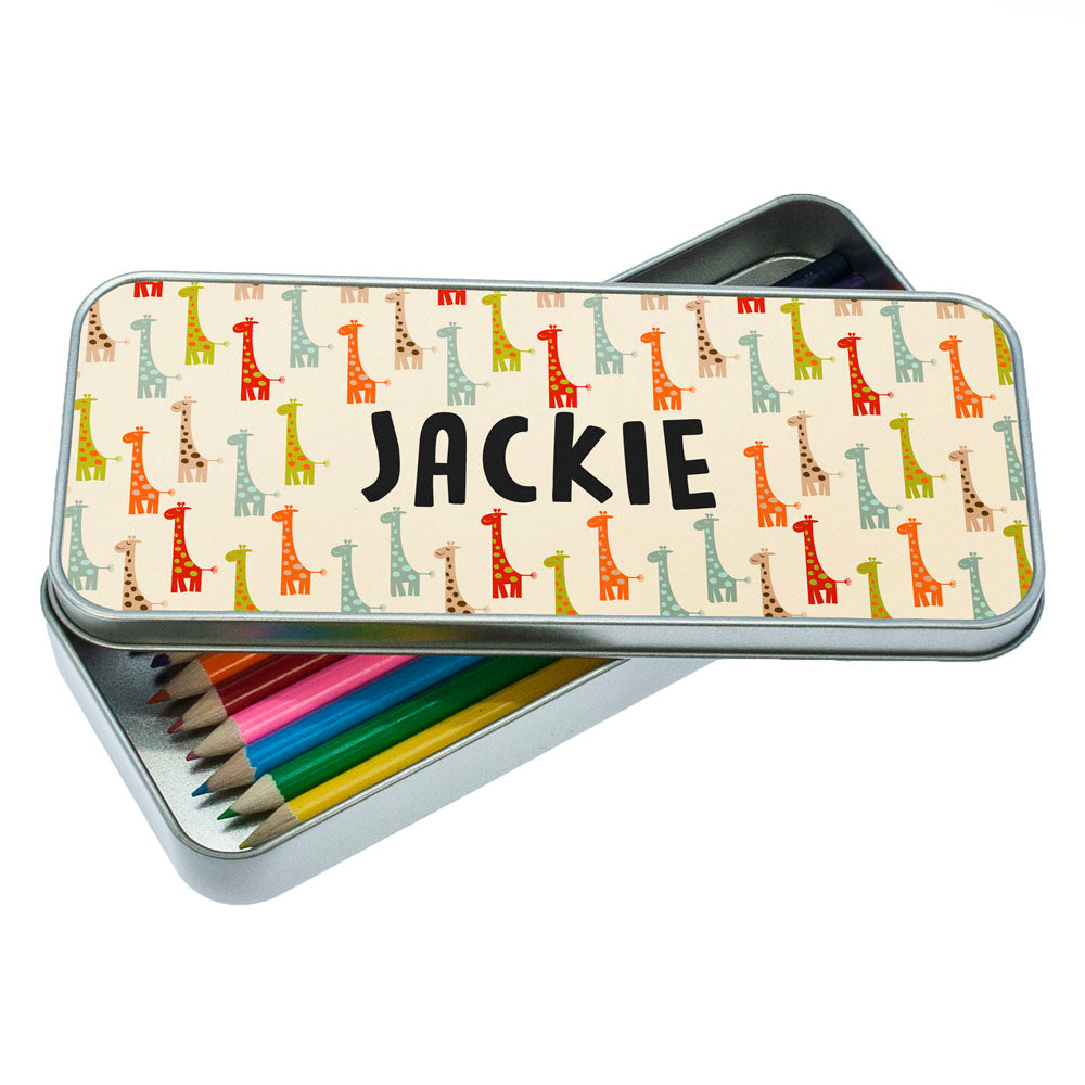 Personalized Pencil Cases - Multi-Coloured Giraffe Pattern Pencil Case 