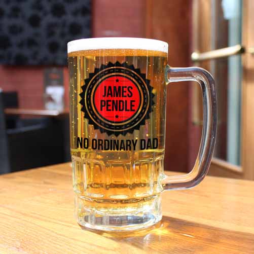 Personalized Beer Tankards - Personalized No Ordinary Dad Beer Glass Tankard 