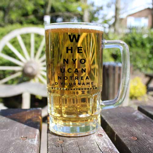 Personalized Beer Tankards - Opticians Chart Beer Glass Tankard 