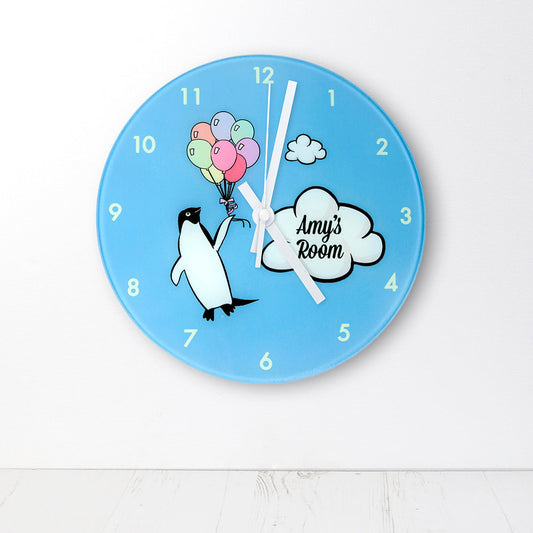 Personalized Flying Penguin Wall Clock