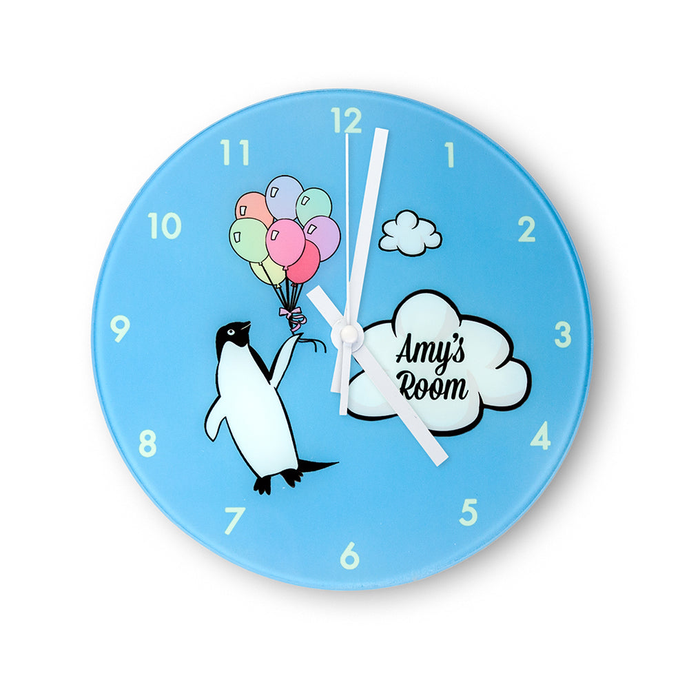 Personalized Clocks - Personalized Flying Penguin Wall Clock 