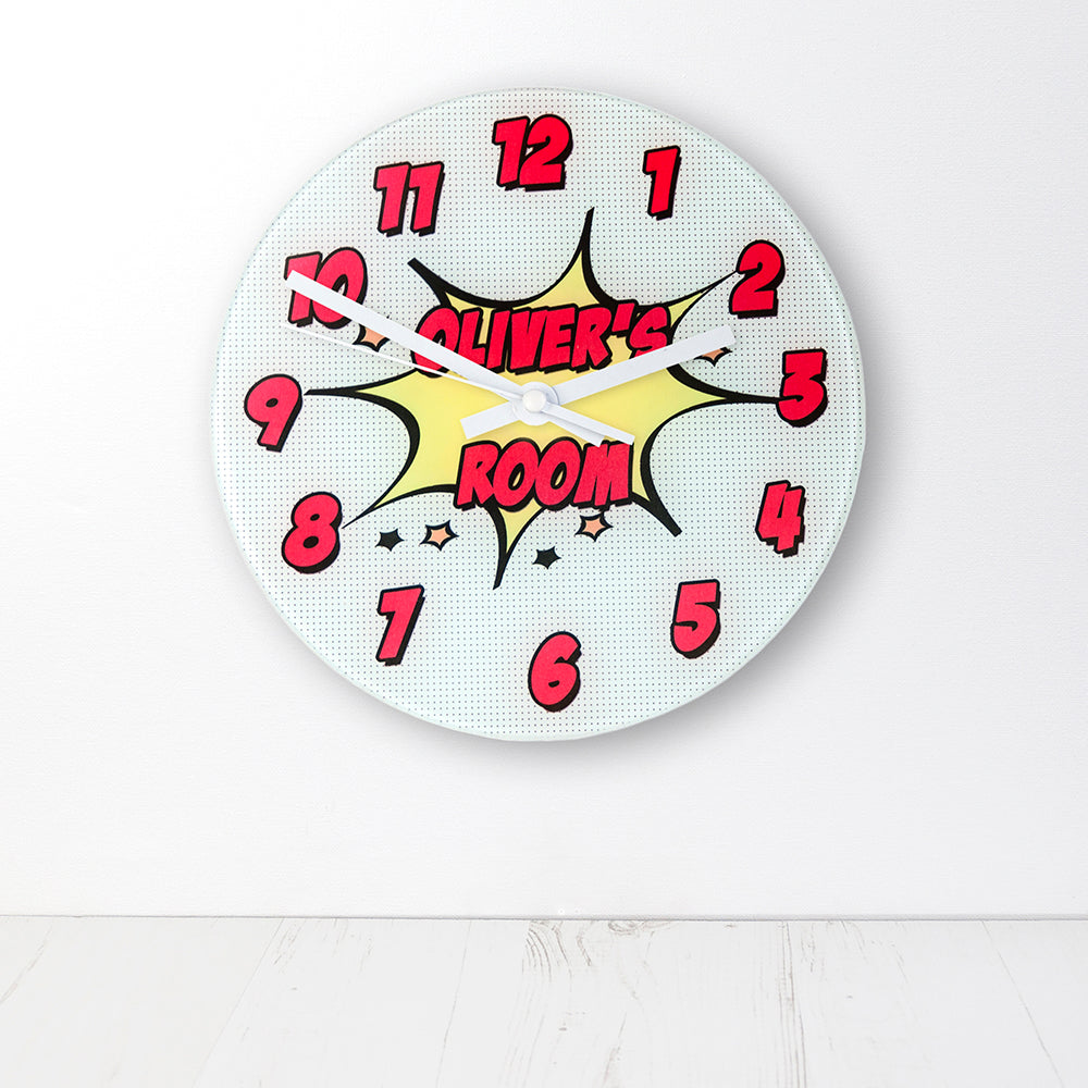 Personalized Clocks - Pow! Personalized Comic Book Glass Wall Clock 