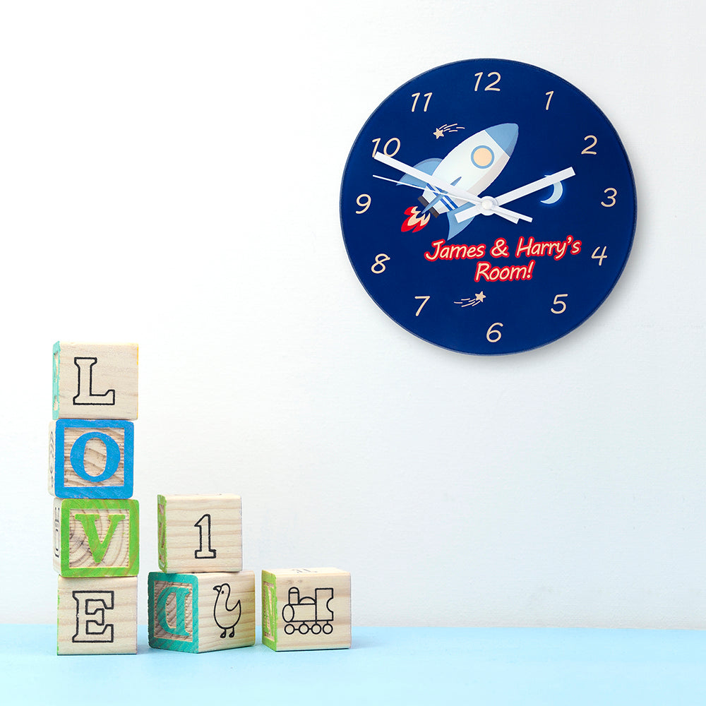 Personalized Clocks - Personalized Space Rocket Wall Clock 
