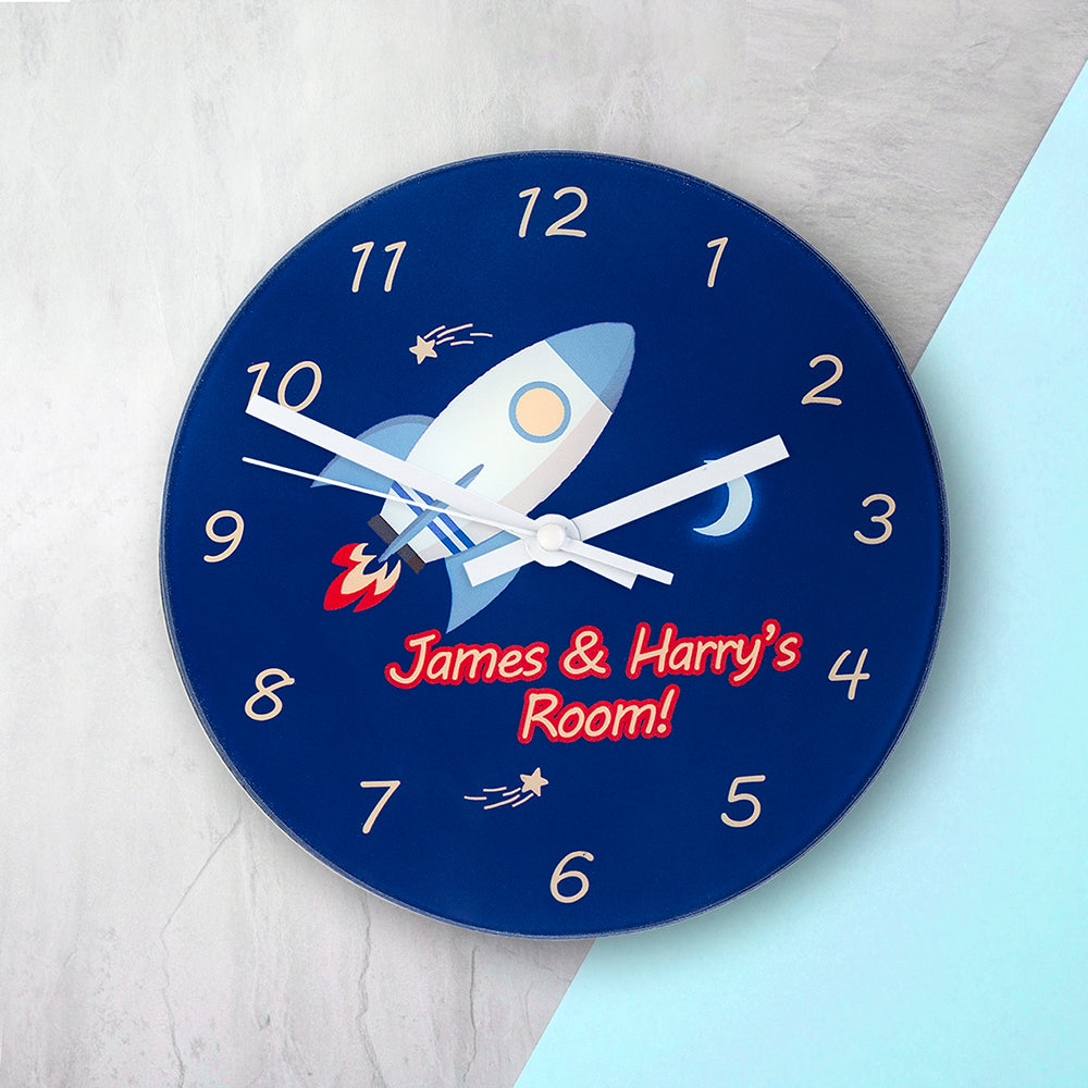 Personalized Clocks - Personalized Space Rocket Wall Clock 