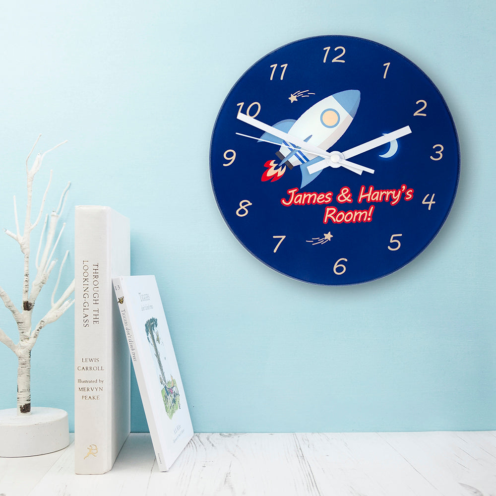 Personalized Clocks - Personalized Space Rocket Wall Clock 