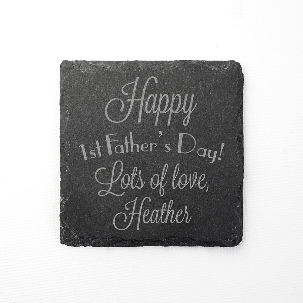 Personalized Keepsakes - Happy 1st Father's Day Square Slate Keepsake 