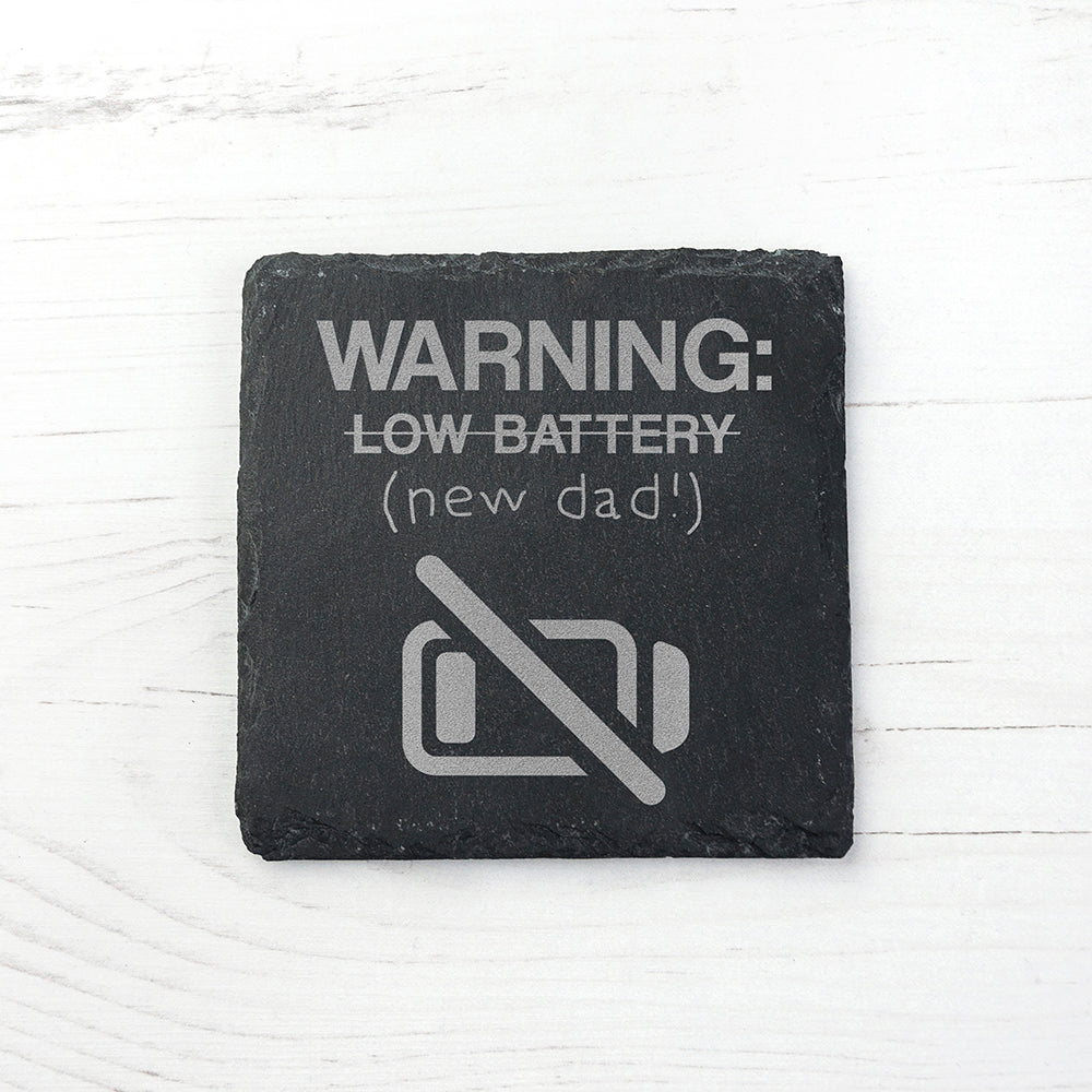 Personalized Keepsakes - Warning: New Dad Square Slate Keepsake 