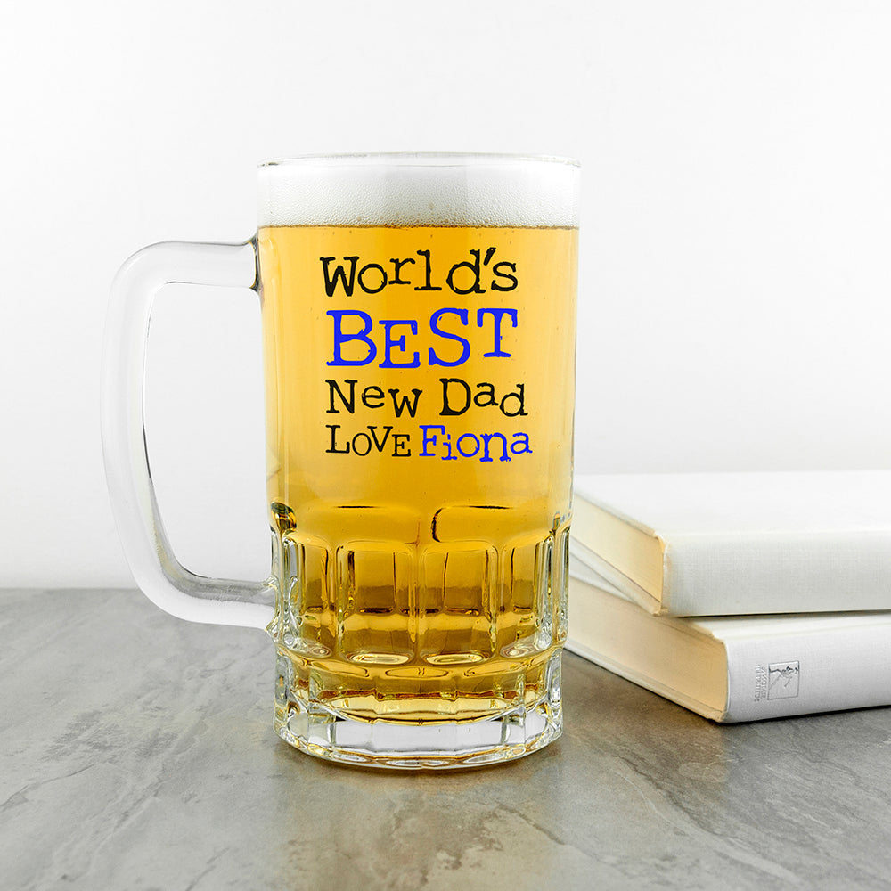 Personalized Beer Tankards - World's Best New Dad Tankard 