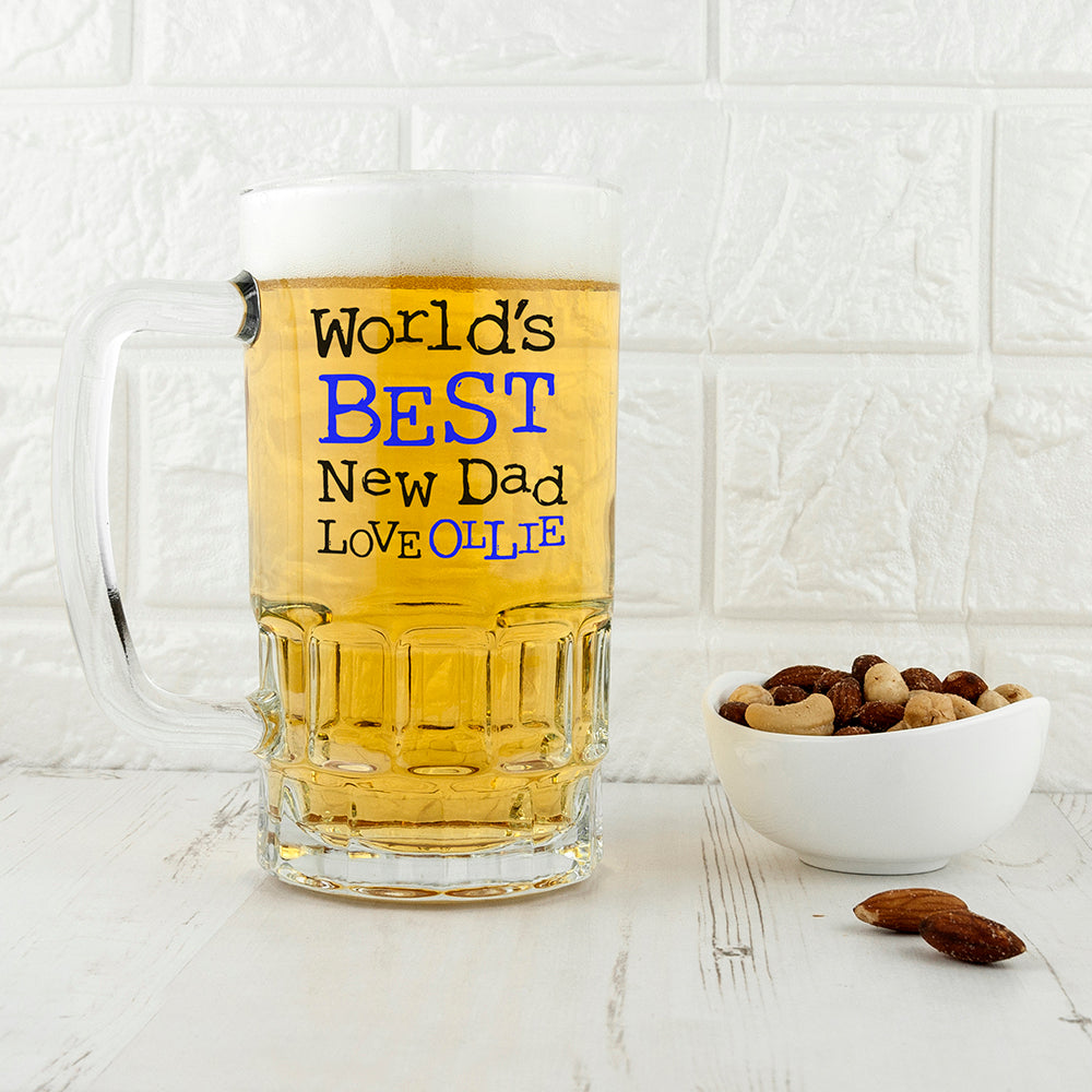 Personalized Beer Tankards - World's Best New Dad Tankard 