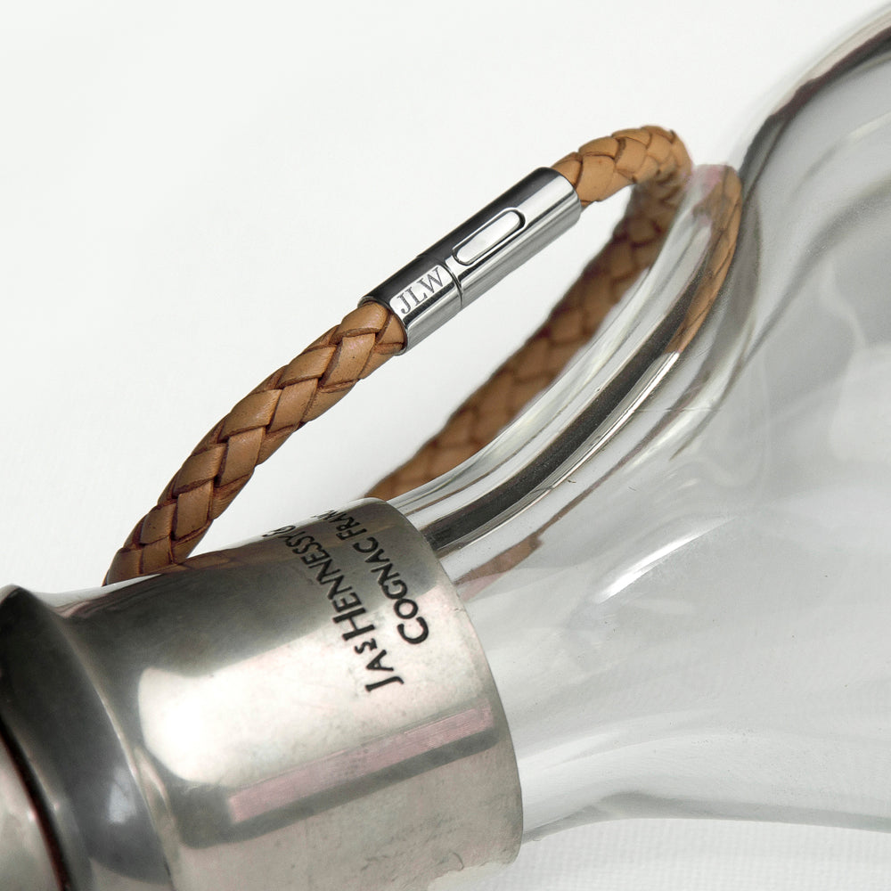 Personalized Men's Bracelets - Personalized Men's Capsule Tube Woven Bracelet in Tan 