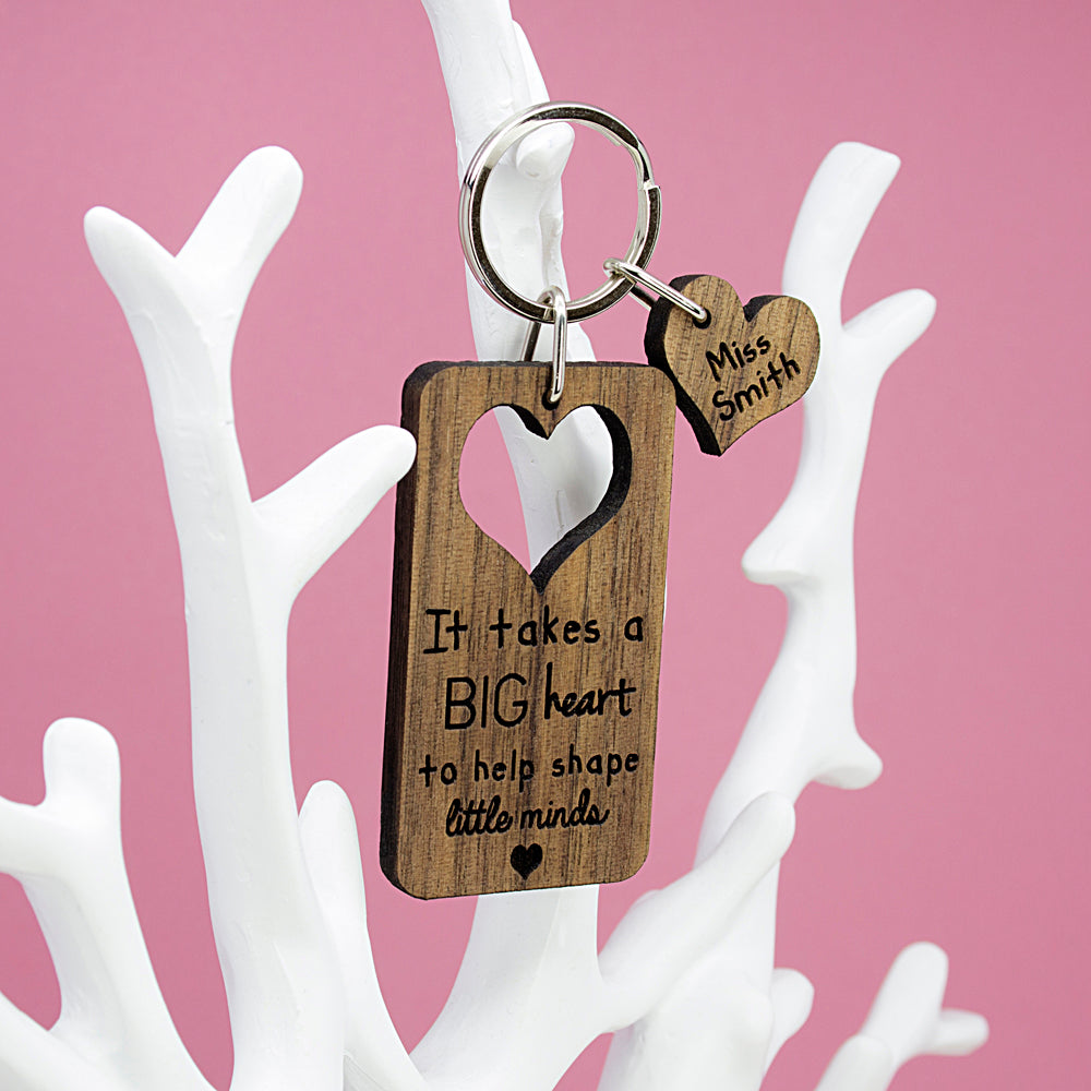 It Takes A Big Heart To Shape Little Minds Personalized Teachers Keyring - GiftsofaKind