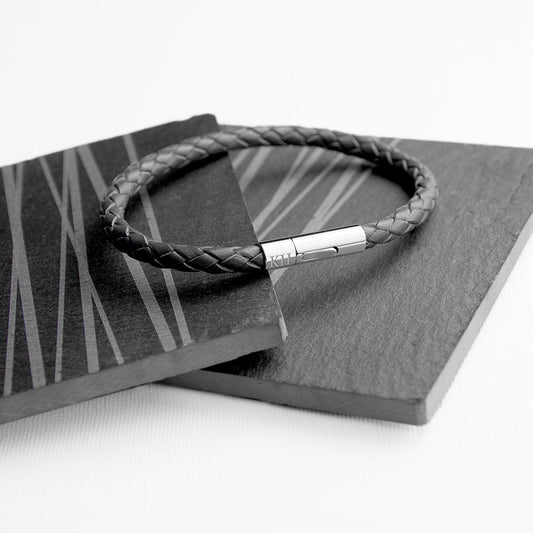 Personalized Men's Capsule Tube Woven Bracelet in Black