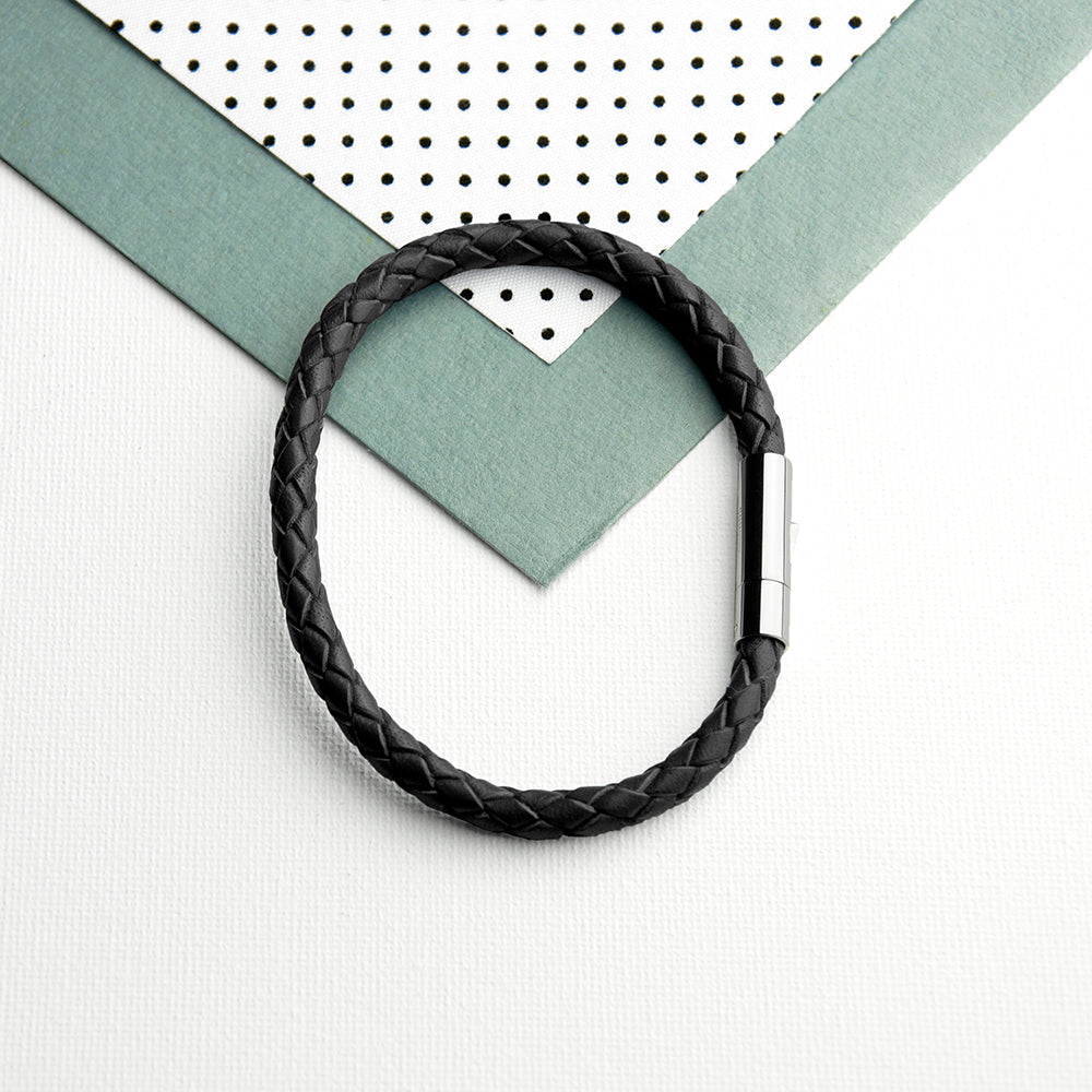 Personalized Men's Bracelets - Personalized Men's Capsule Tube Woven Bracelet in Black 