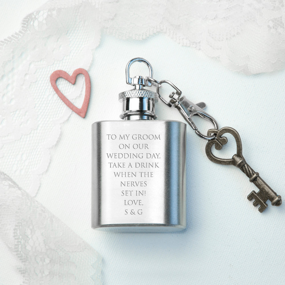 Personalized Silver Plated Lucky Sixpence Mini Hip Flask - GiftsofaKind