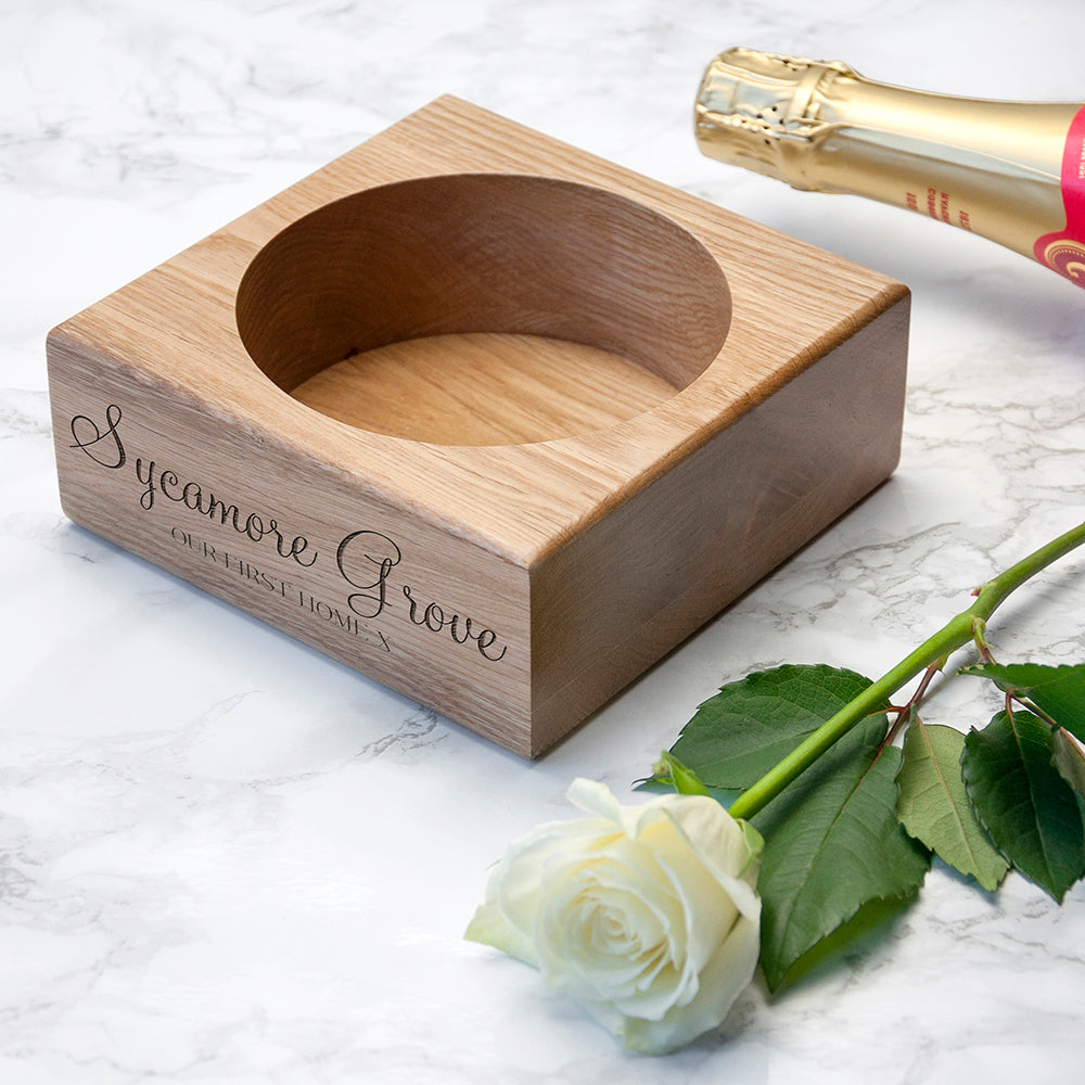 Personalized Solid Oak Champagne Holder - GiftsofaKind