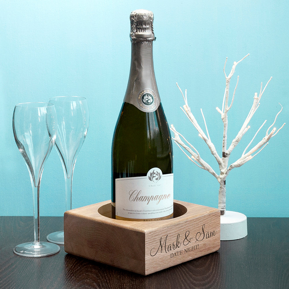 Personalized Keepsakes - Personalized Solid Oak Champagne Holder 