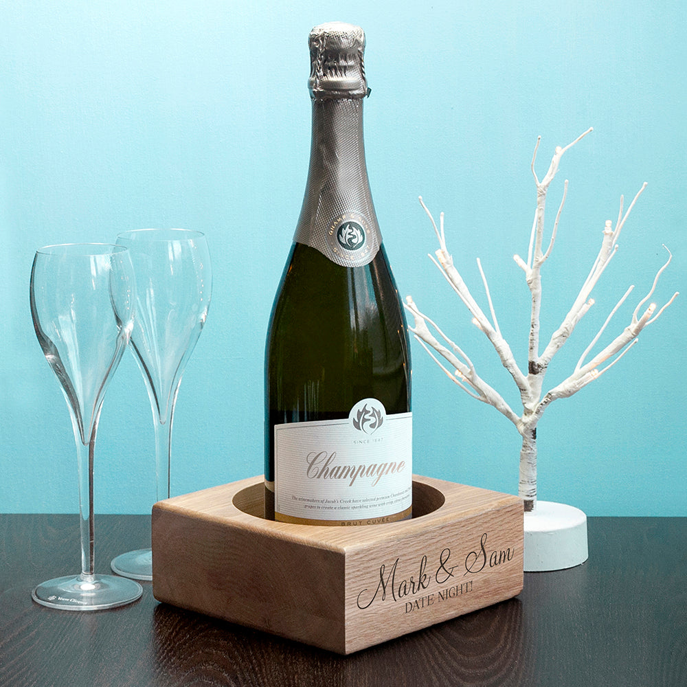 Personalized Solid Oak Champagne Holder - GiftsofaKind